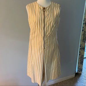Tan Striped Sleeveless Dress